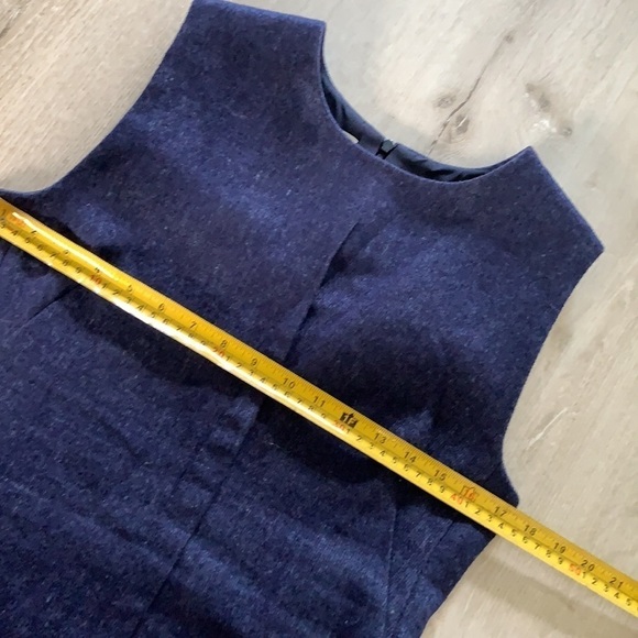 Tish Cox Blue wool dress ruffle midi sleeveless - Picture 13 of 16